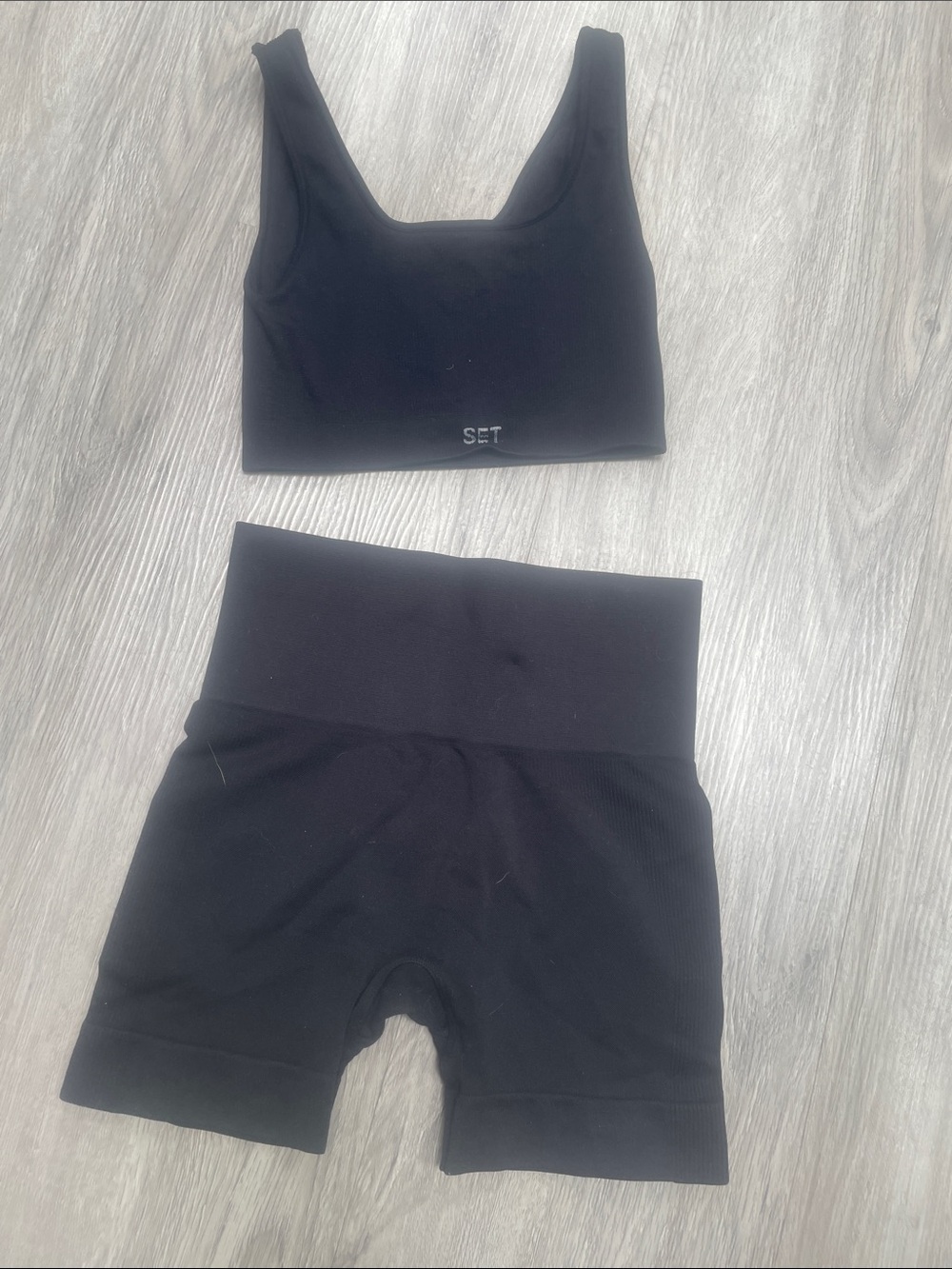 SET Active Black Bike Short and Sports Bra Set